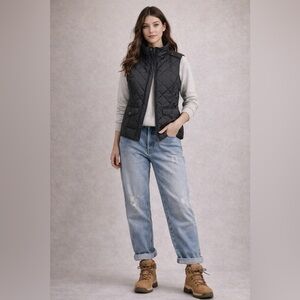 IZOD - Black Quilted Zip Front Vest - M